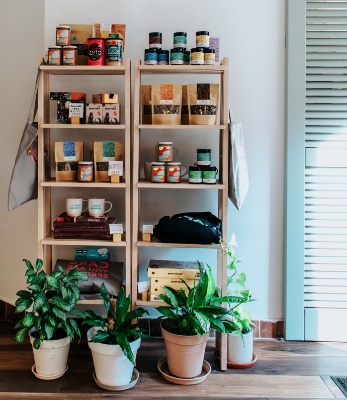 Pantry shelf in a small kitchen