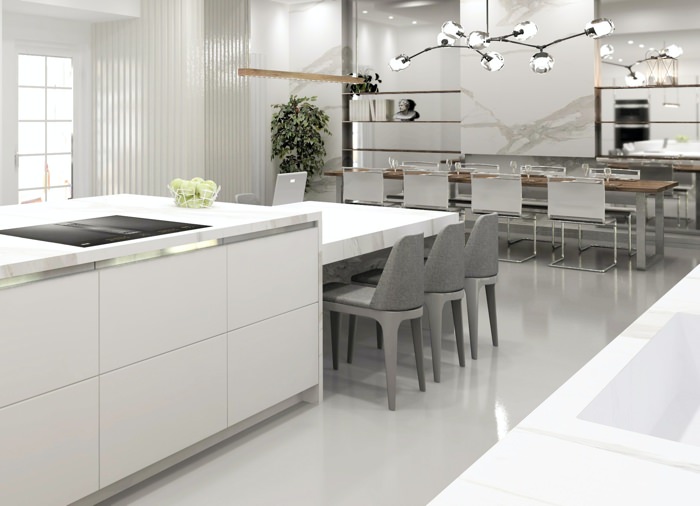 Kitchen island with table seating